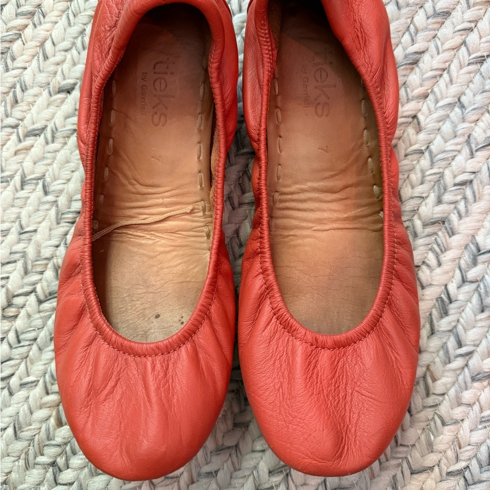 Tieks bright orange flats